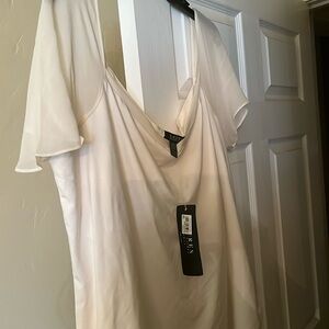 Creamy short sleeved sheer top